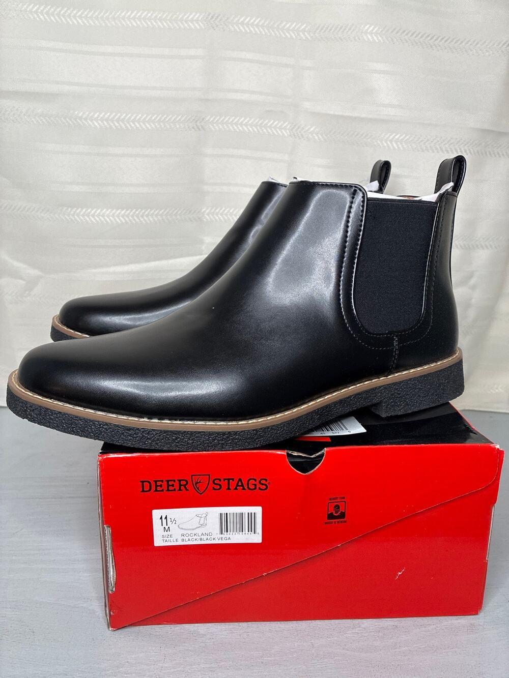 Deer Stags Rockland Chelsea Boots Black Mens Size 11.5M